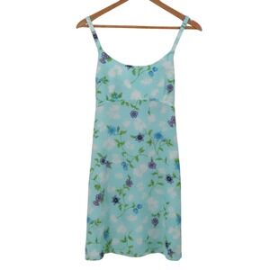 SYKO Vintage Y2K Floral Babydoll Dress Womens Size L Blue Sundress 90s USA Party